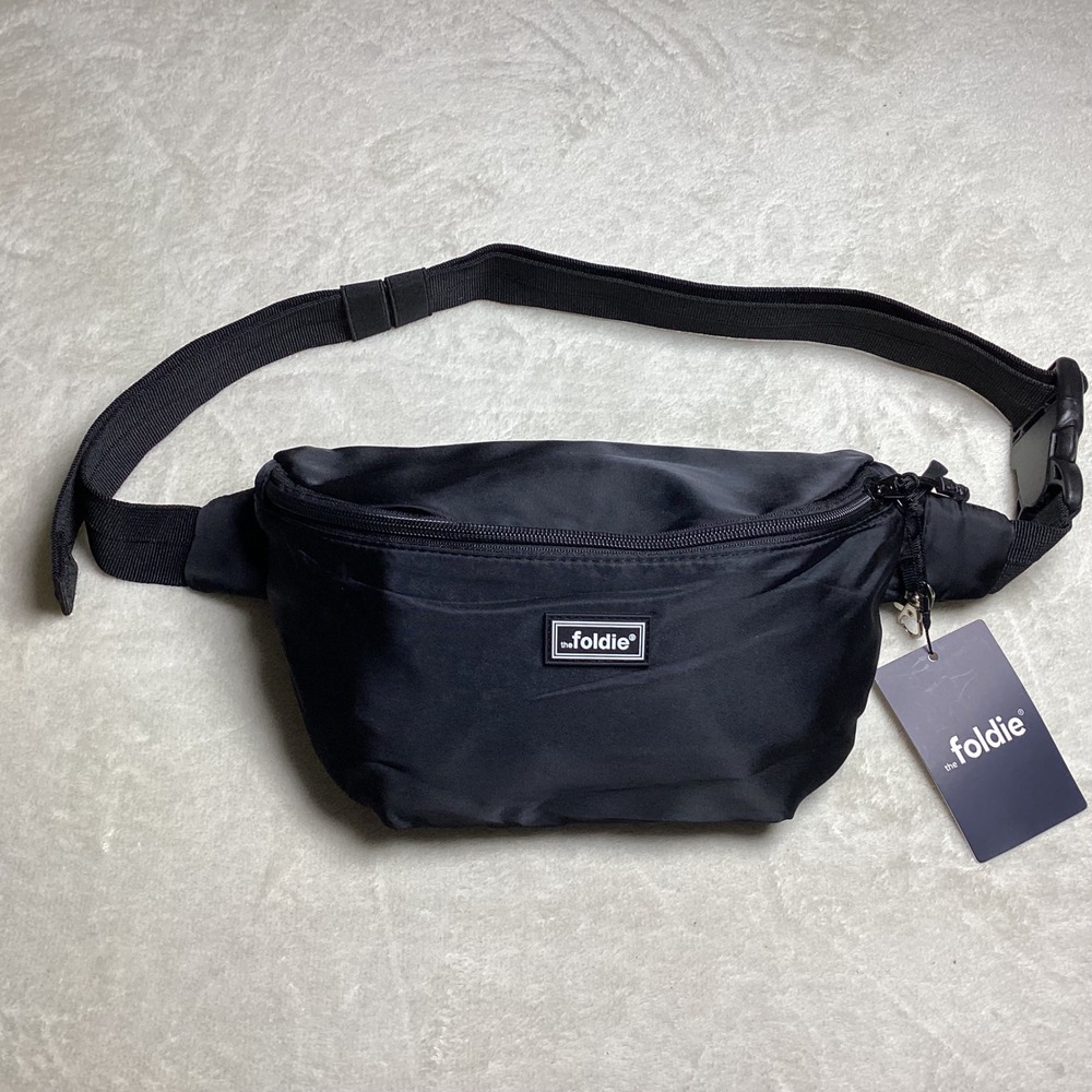 The Foldie Anti-Theft Foldable Crossbody Bag Black RFID 3L Belt Bag NWT